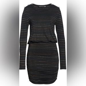Veronica Beard Marcy Ruched Mini Dress with Button Details